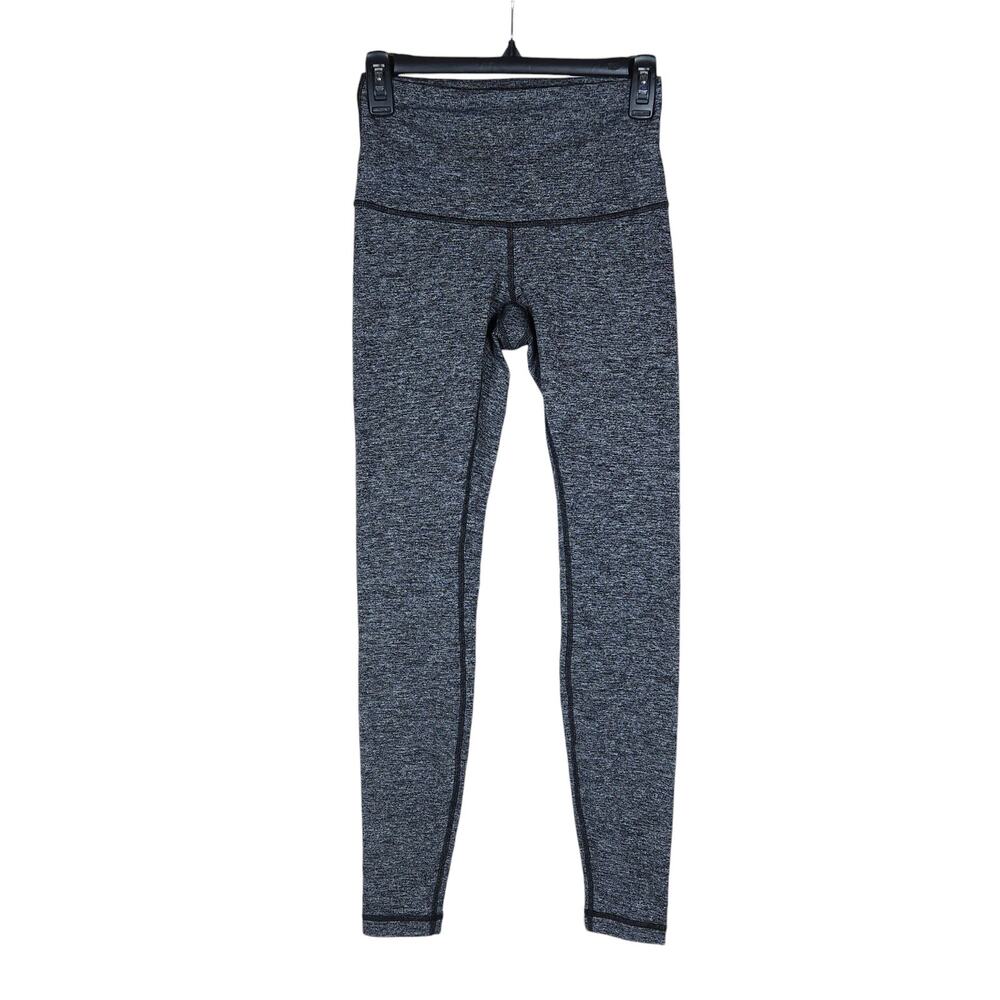 Lululemon Legging 6 Heathered Gray Black High Rise Ankle Athletic Yoga Stretch
